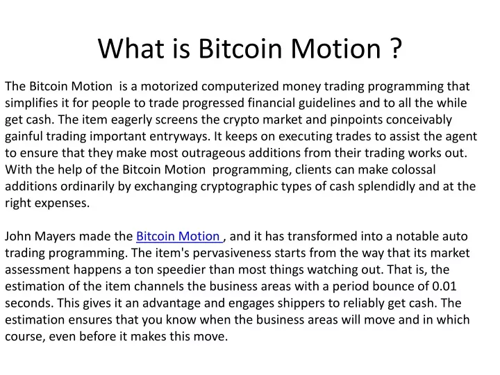 what is bitcoin motion