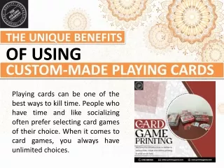 The Unique Benefits Of Using Custom-Made Playing Cards