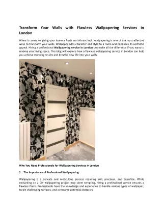 Transform Your Walls with Flawless Wallpapering Services in London