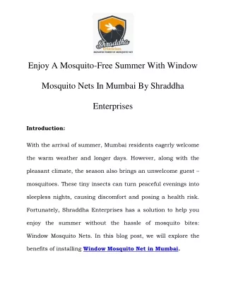 enjoy a mosquito free summer with window