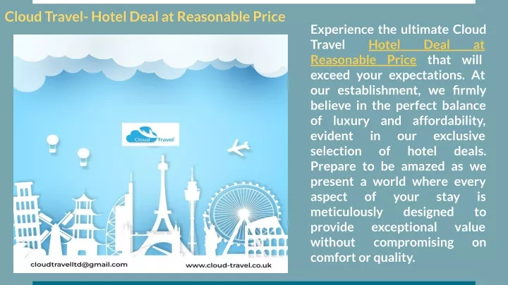cloud travel hotel deal at reasonable price