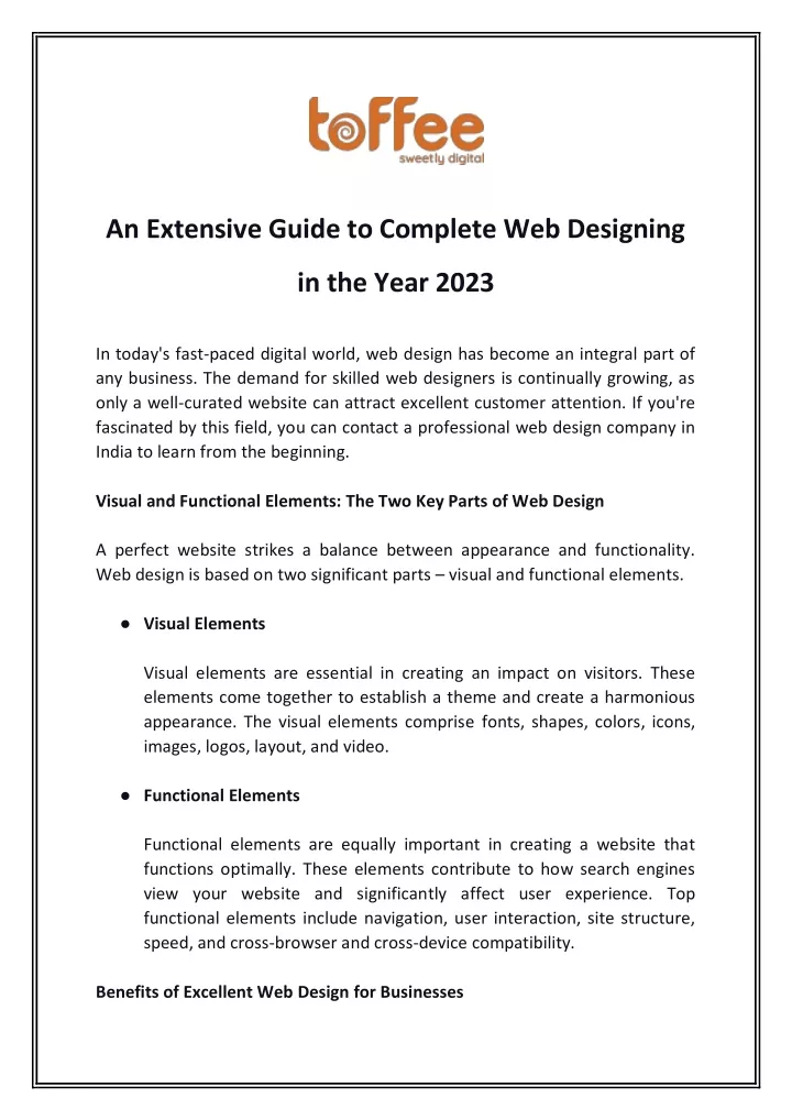an extensive guide to complete web designing