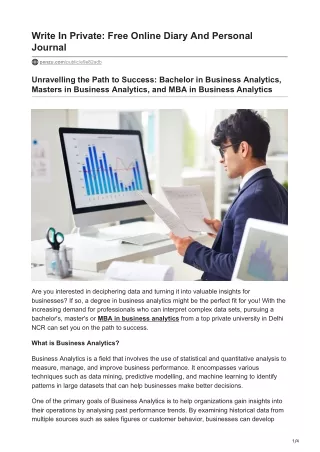 Bachelor in Business Analytics