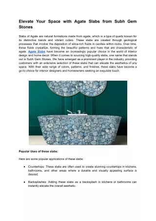 elevate your space with agate slabs from subh