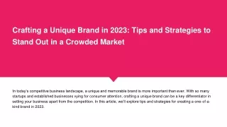 crafting a unique brand in 2023 tips and strategies to stand out in a crowded market