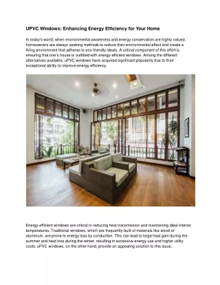 upvc windows enhancing energy efficiency for your