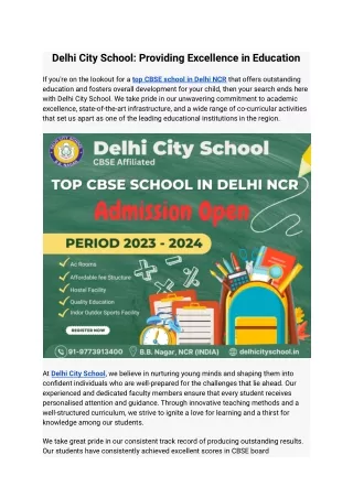 Delhi City School_ Providing Excellence in Education