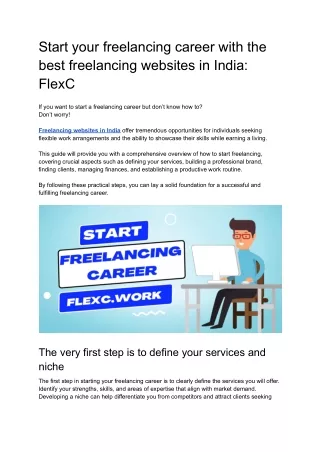 Start your freelancing career with the best freelancing websites in India - FlexC