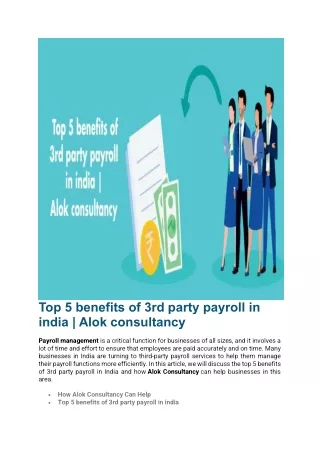 Top 5 benefits of 3rd party payroll in india  Alok consultancy