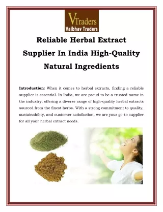 Reliable Herbal Extract Supplier In India High Quality Natural Ingredients