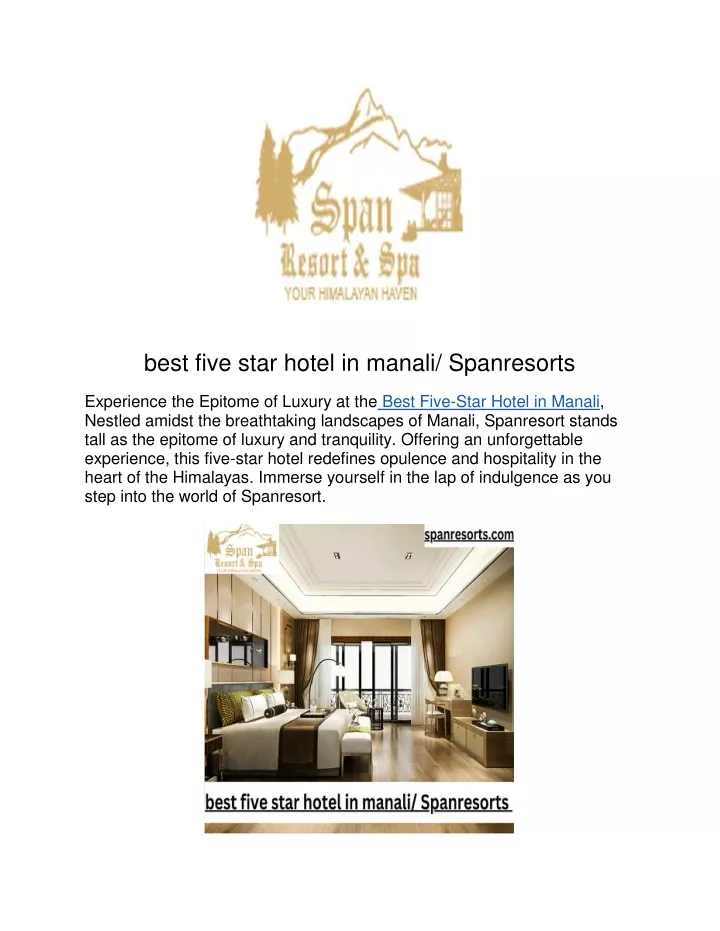 best five star hotel in manali spanresorts