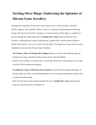 Sterling Silver Rings_ Embracing the Splendor of Shivam Gems Jewellery