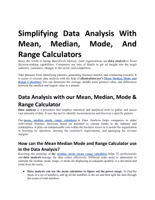simplifying data analysis with mean median range