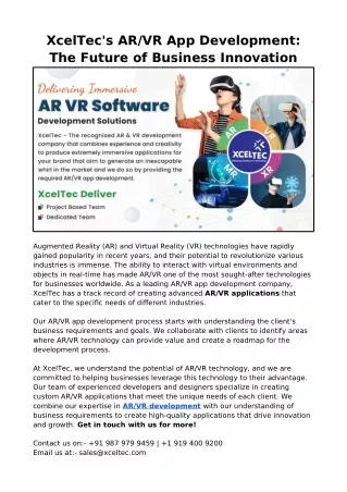 xceltec s ar vr app development the future