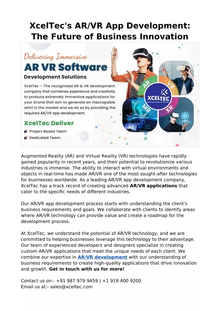 xceltec s ar vr app development the future