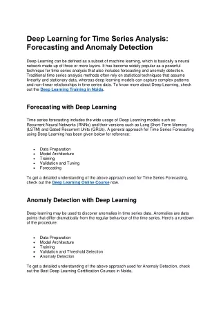 deep learning for time series analysis