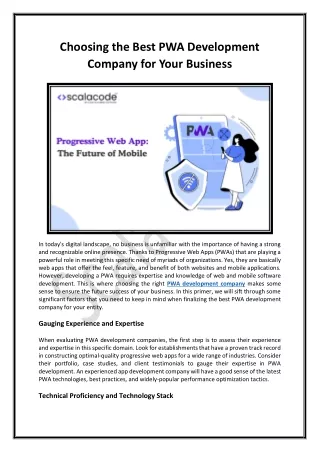 choosing the best pwa development company