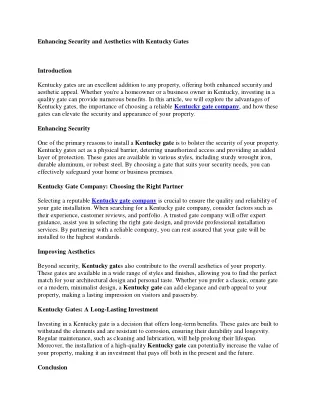 enhancing security and aesthetics with kentucky