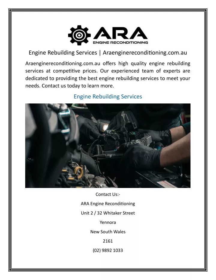 engine rebuilding services