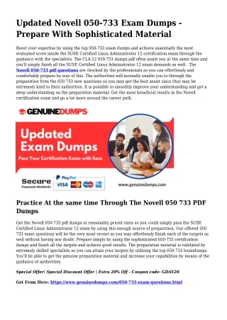050-733 PDF Dumps - Novell Certification Created Uncomplicated