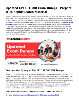Vital  101-500 PDF Dumps for Top rated Scores