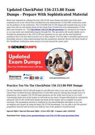156-215.80 PDF Dumps To Speed up Your CheckPoint Trip