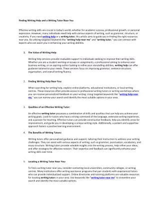 finding writing help and a writing tutor near you