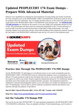 176 PDF Dumps To Accelerate Your PEOPLECERT Trip