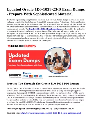 1D0-1038-23-D PDF Dumps - Oracle Certification Made Simple