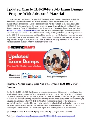 1D0-1046-23-D PDF Dumps For Best Exam Achievement
