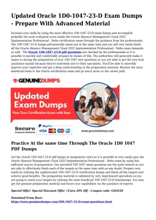 Essential  1D0-1047-23-D PDF Dumps for Top rated Scores