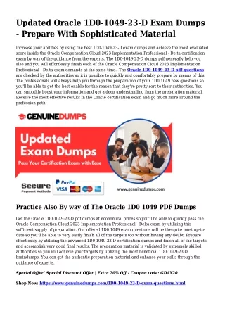 1D0-1049-23-D PDF Dumps - Oracle Certification Produced Simple