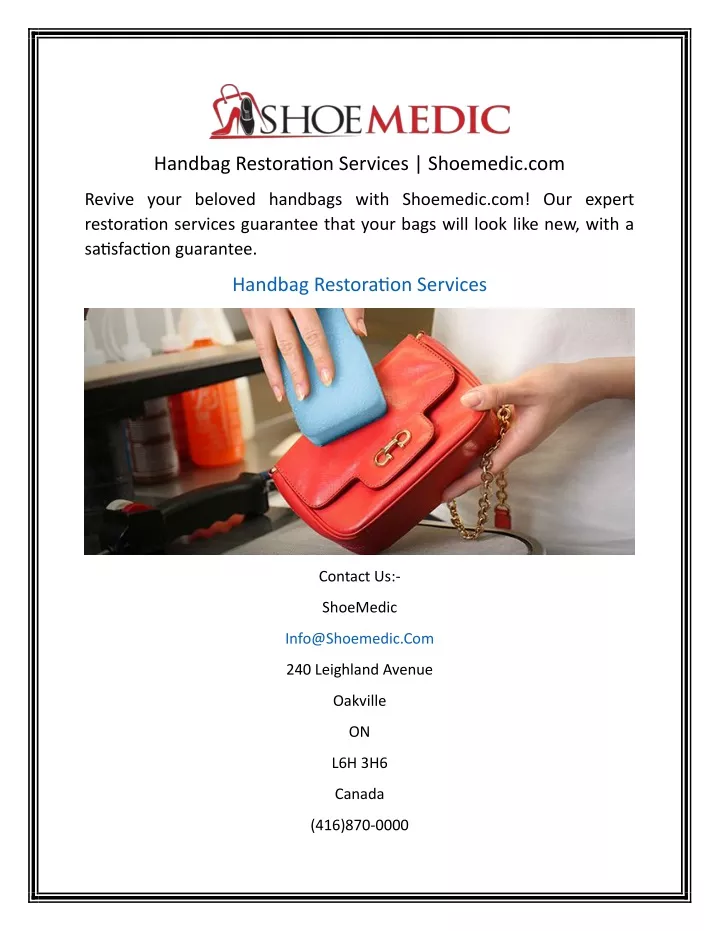 handbag restoration services shoemedic com