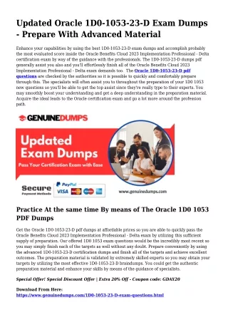 1D0-1053-23-D PDF Dumps For Greatest Exam Success