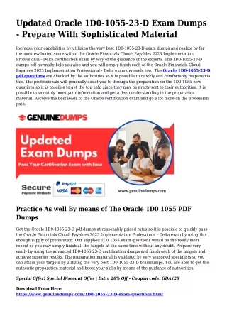 1D0-1055-23-D PDF Dumps - Oracle Certification Created Easy