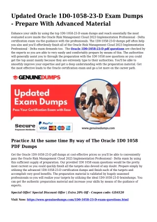 1D0-1058-23-D PDF Dumps For Most effective Exam Success