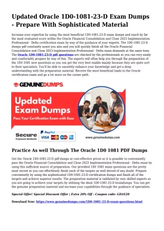 1D0-1081-23-D PDF Dumps The Supreme Source For Preparation