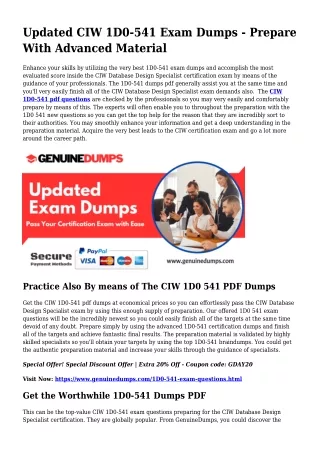 1D0-541 PDF Dumps - CIW Certification Made Quick