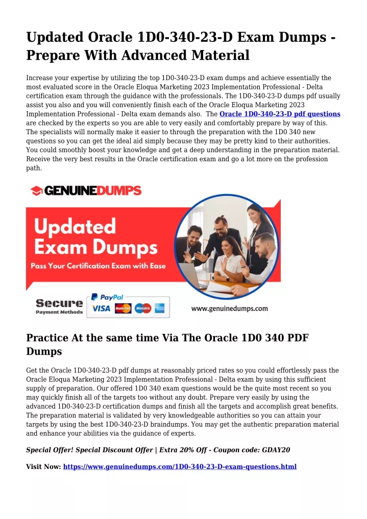 updated oracle 1d0 340 23 d exam dumps prepare