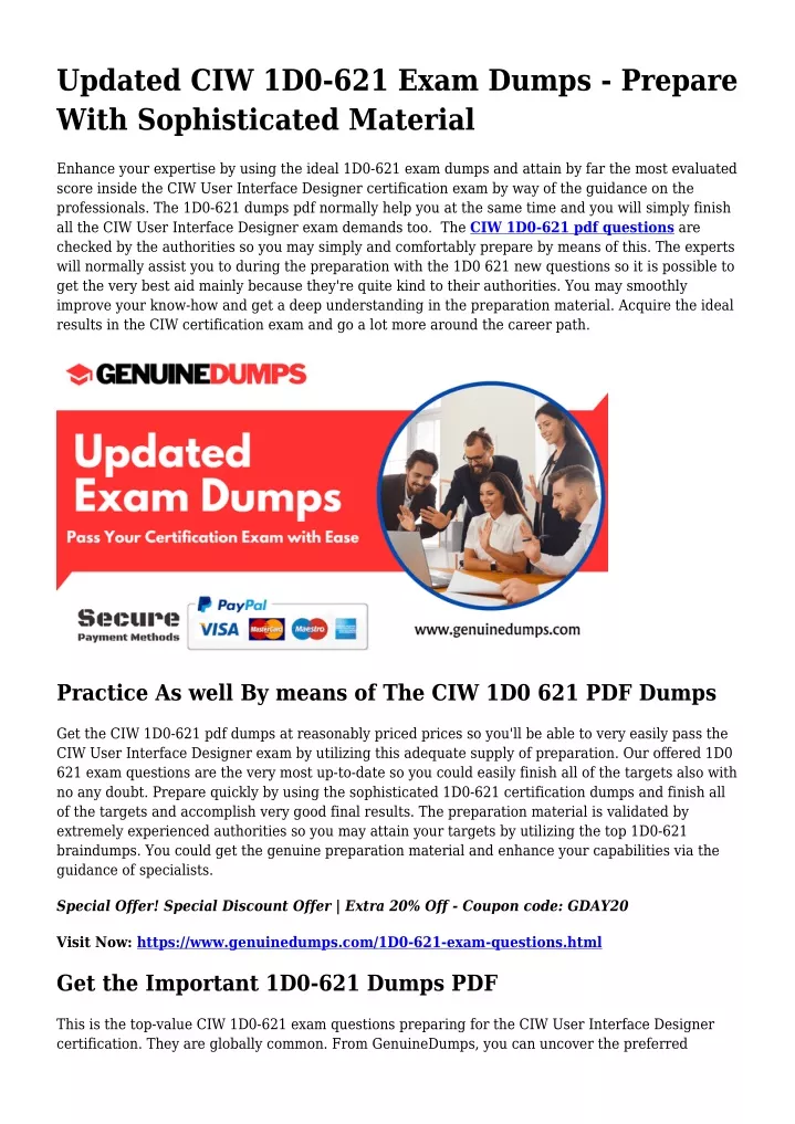 updated ciw 1d0 621 exam dumps prepare with