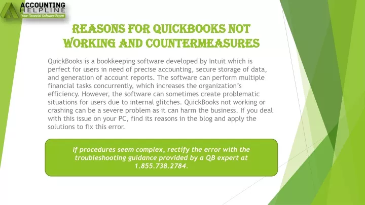 reasons for quickbooks not working and countermeasures