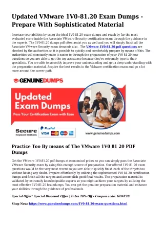 1V0-81.20 PDF Dumps The Supreme Supply For Preparation