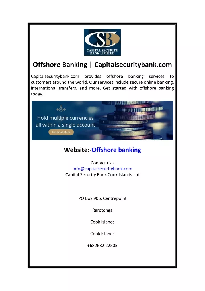 offshore banking capitalsecuritybank com