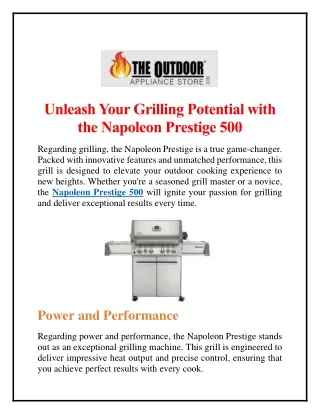 Unleash Your Grilling Potential with the Napoleon Prestige 500