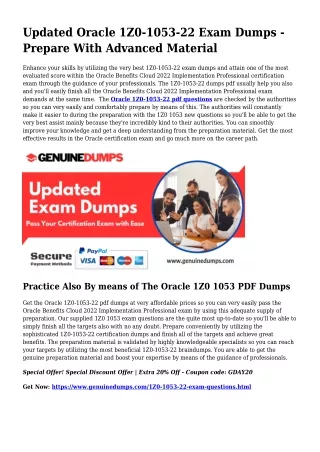 1Z0-1053-22 PDF Dumps For Finest Exam Accomplishment