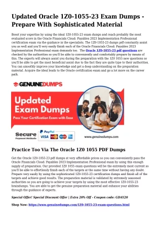 1Z0-1055-23 PDF Dumps For Very best Exam Results