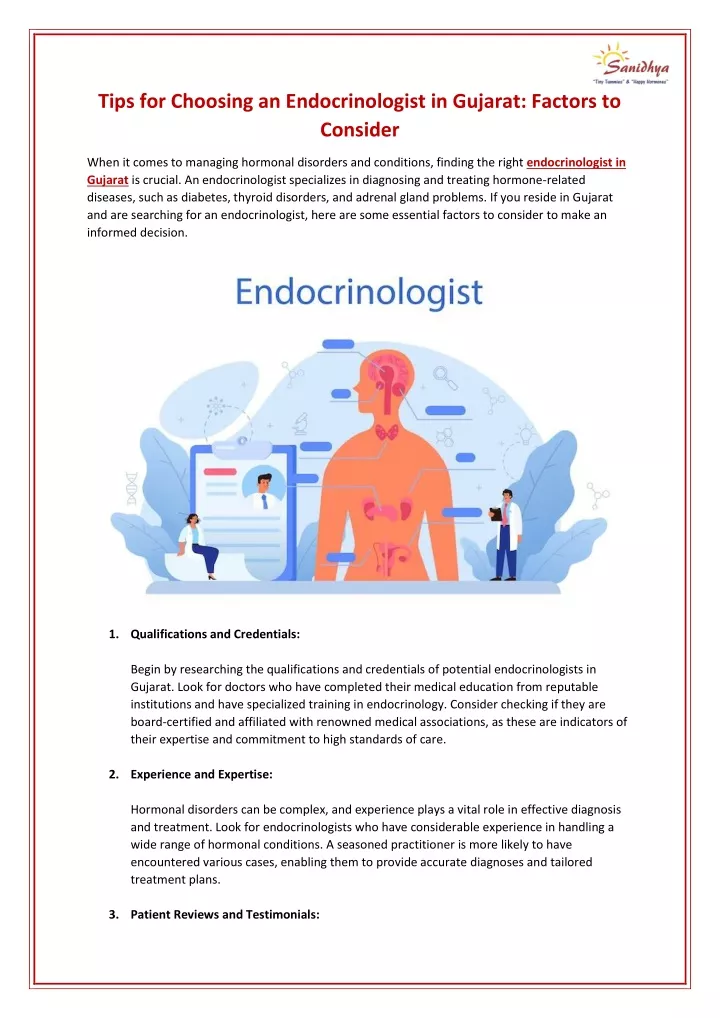 tips for choosing an endocrinologist in gujarat