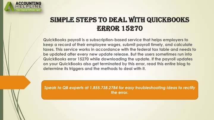 simple steps to deal with quickbooks error 15270
