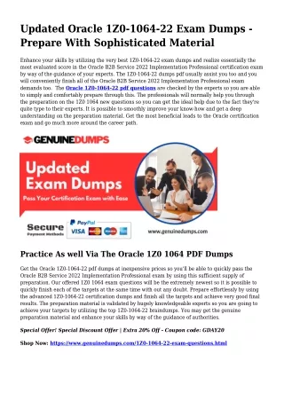 1Z0-1064-22 PDF Dumps - Oracle Certification Produced Uncomplicated