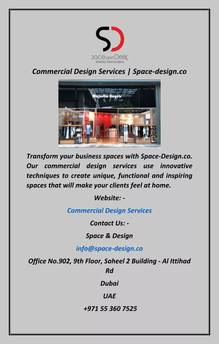 commercial design services space design co